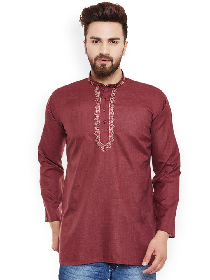 SOJANYA Men Maroon Straight Kurta