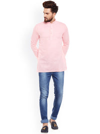 SOJANYA Men Pink Solid Straight Kurta