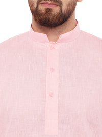 SOJANYA Men Pink Solid Straight Kurta