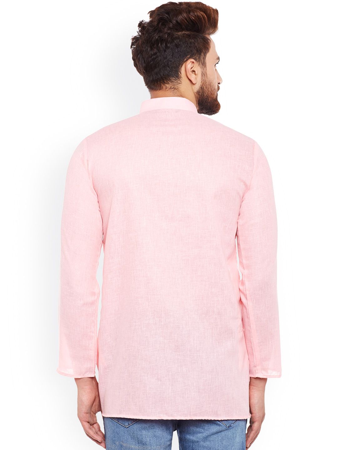 SOJANYA Men Pink Solid Straight Kurta