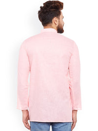 SOJANYA Men Pink Solid Straight Kurta