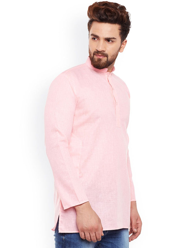 SOJANYA Men Pink Solid Straight Kurta