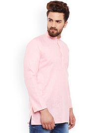 SOJANYA Men Pink Solid Straight Kurta
