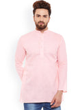 SOJANYA Men Pink Solid Straight Kurta