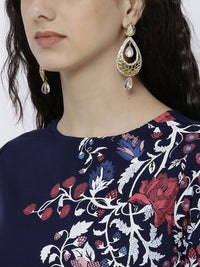 Vishudh Women Navy Printed Straight Kurta