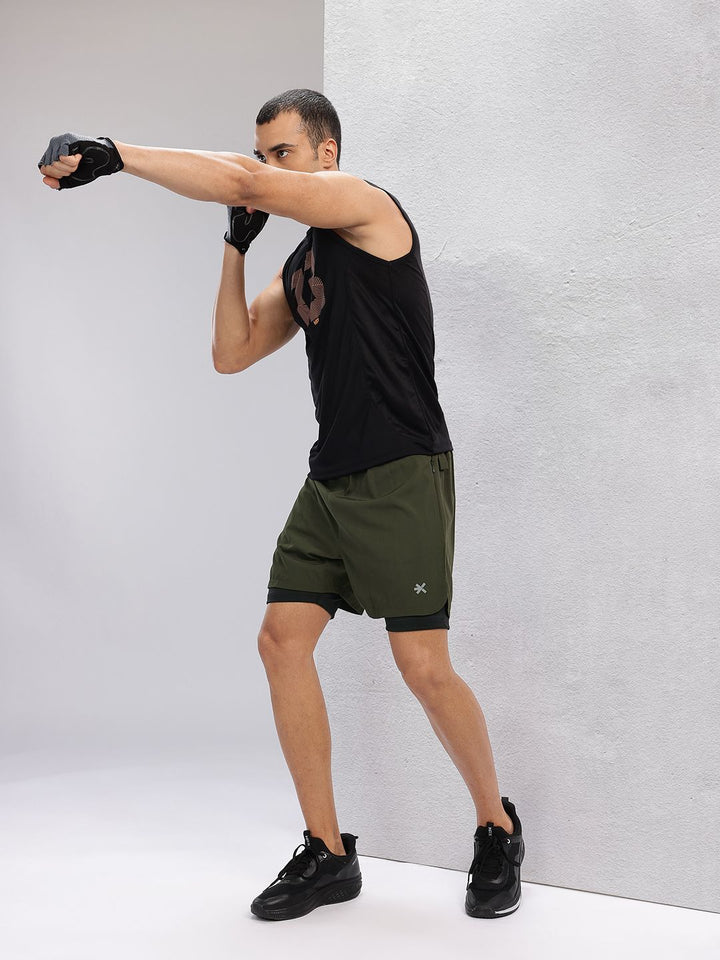 HRX by Hrithik Roshan Men Rapid-Dry Training Shorts With Inner Tights