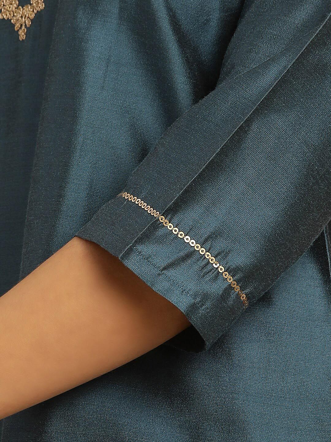 W Embroidered Straight Kurta with Trouser & Dupatta