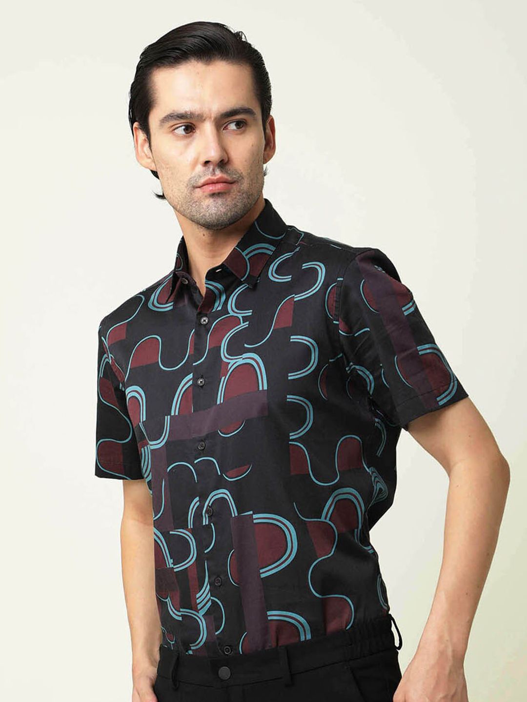 RARE RABBIT Men Printed Slim Fit Casual Shirt