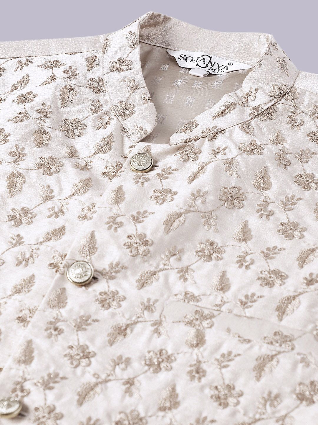SOJANYA PLUS Mandarin Collar Kurta With Churidar & Nehru Jacket
