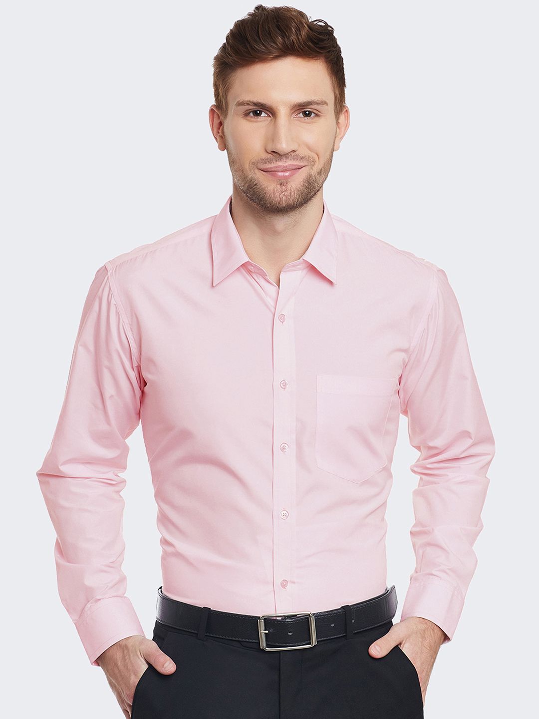 Hancock Men Slim Fit Solid Wrinkle Resistant Formal Shirt