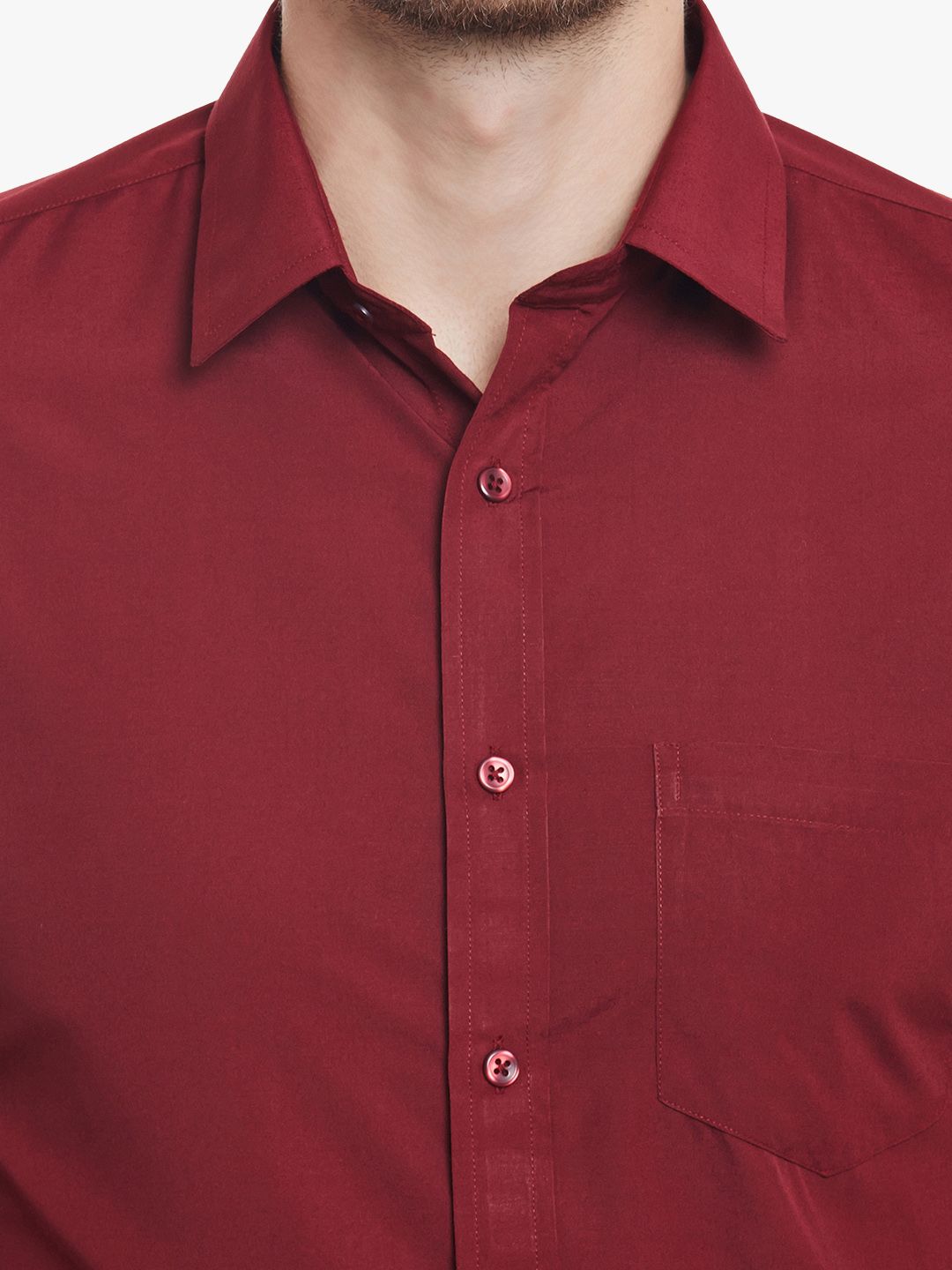 Hancock Men Maroon Slim Fit Solid Wrinkle Resistant Formal Shirt