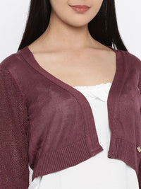 Park Avenue Women Burgundy Crop Cardigan