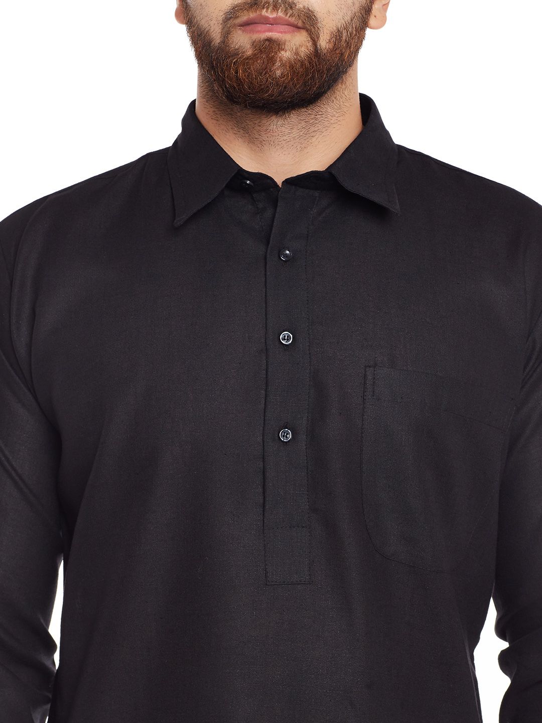 SOJANYA Men Black Solid Straight Kurta