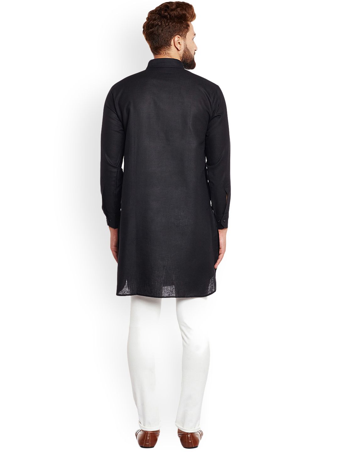 SOJANYA Men Black Solid Straight Kurta