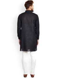 SOJANYA Men Black Solid Straight Kurta