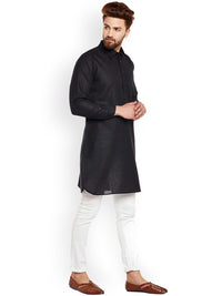 SOJANYA Men Black Solid Straight Kurta