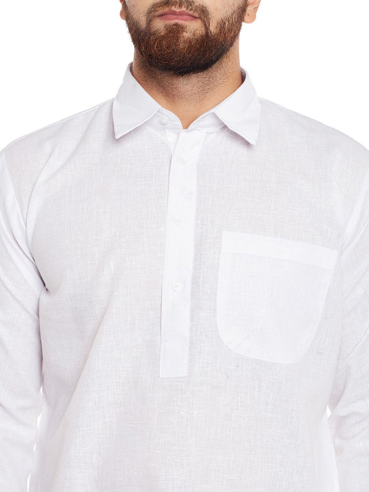 SOJANYA Lelaki Putih Solid Kurta Lurus