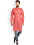 SOJANYA Lelaki Coral Red Solid Kurta Lurus