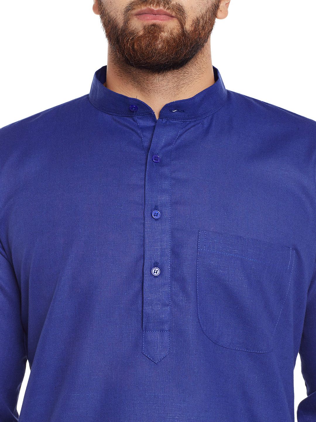 SOJANYA Lelaki Biru Solid Kurta Lurus