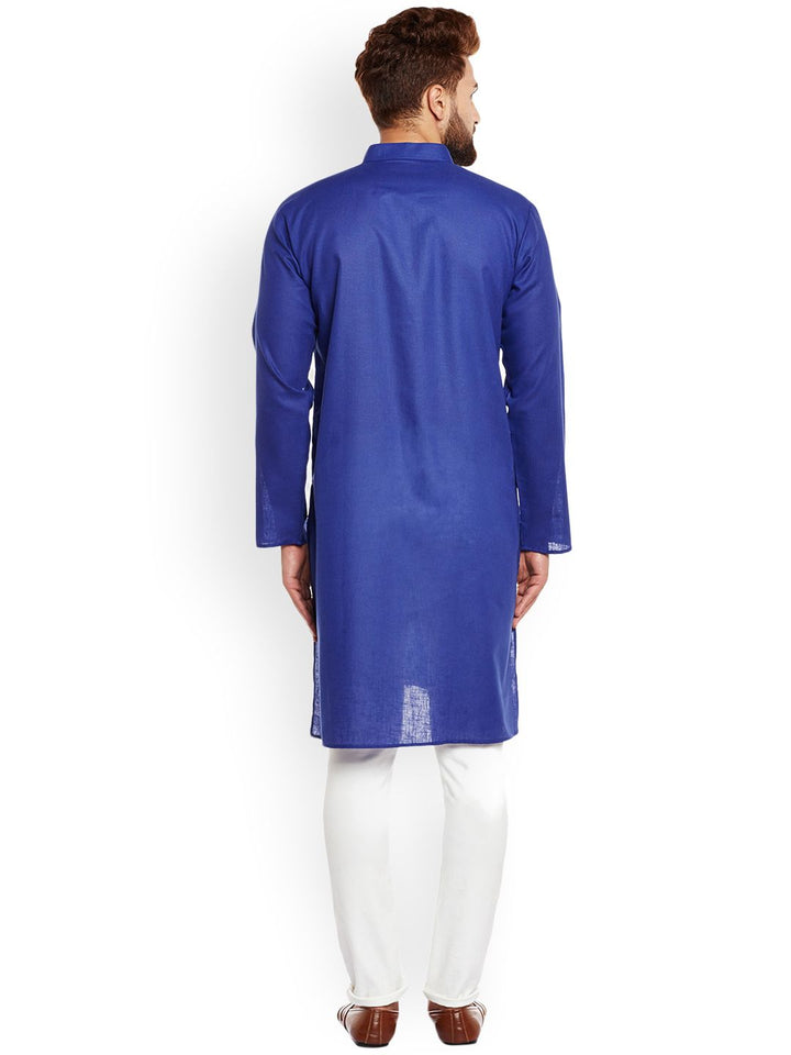 SOJANYA Lelaki Biru Solid Kurta Lurus