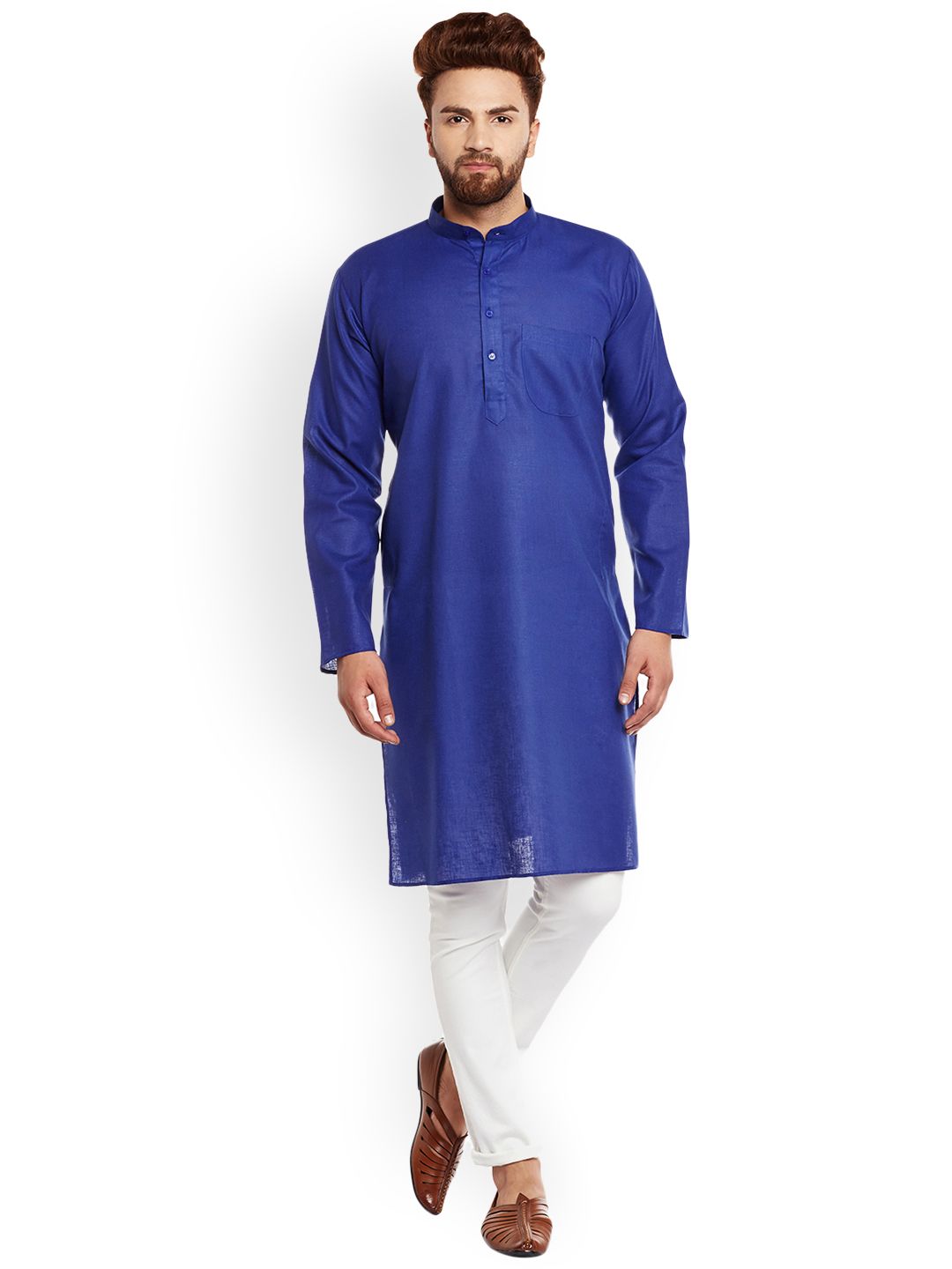 SOJANYA Lelaki Biru Solid Kurta Lurus