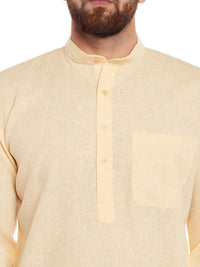 SOJANYA Lelaki Kuning Solid Kurta Lurus