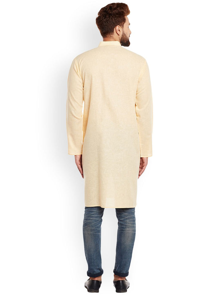 SOJANYA Lelaki Kuning Solid Kurta Lurus