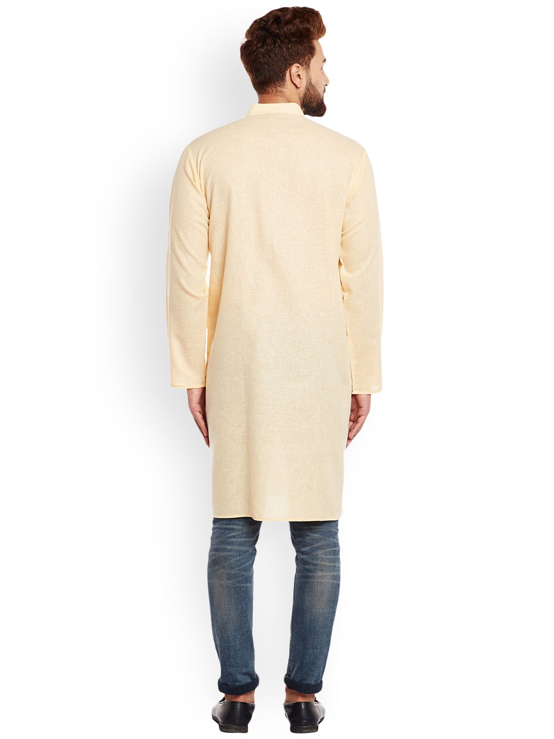 SOJANYA Lelaki Kuning Solid Kurta Lurus