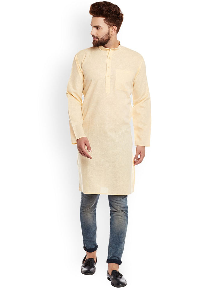 SOJANYA Lelaki Kuning Solid Kurta Lurus
