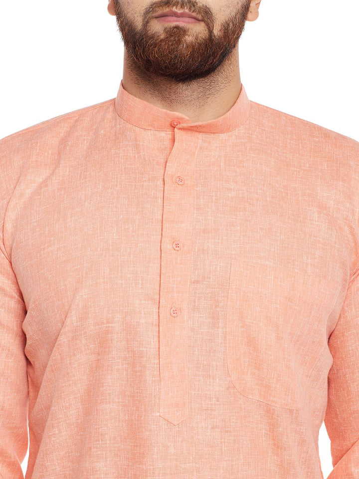 SOJANYA Lelaki Orange Solid Kurta Lurus