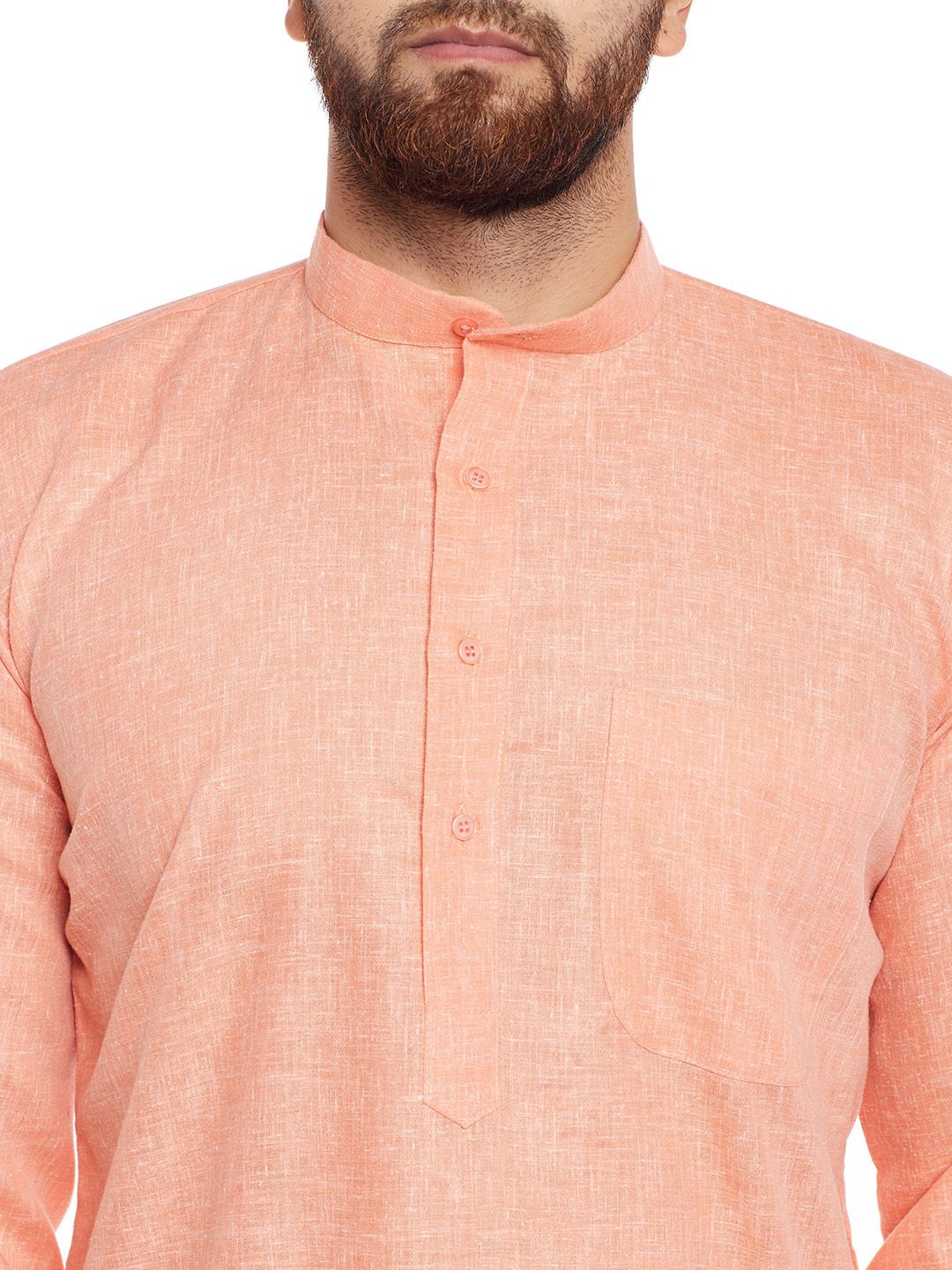 SOJANYA Lelaki Orange Solid Kurta Lurus