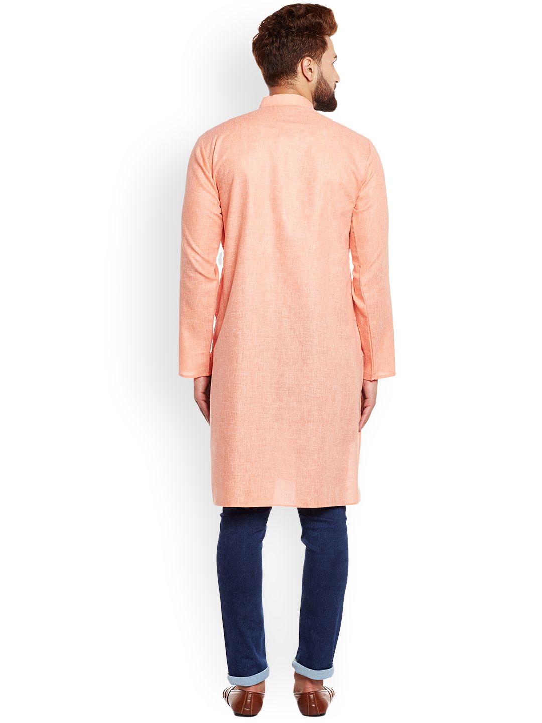 SOJANYA Lelaki Orange Solid Kurta Lurus