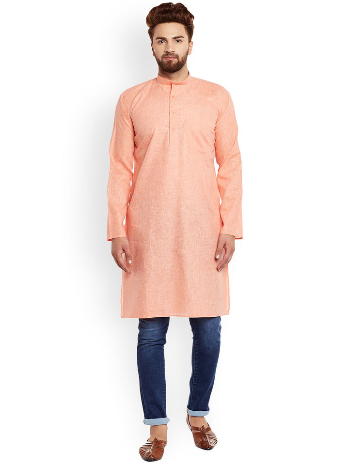 SOJANYA Lelaki Orange Solid Kurta Lurus