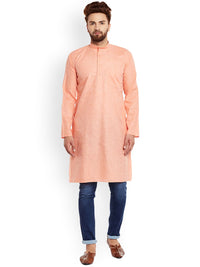 SOJANYA Lelaki Orange Solid Kurta Lurus