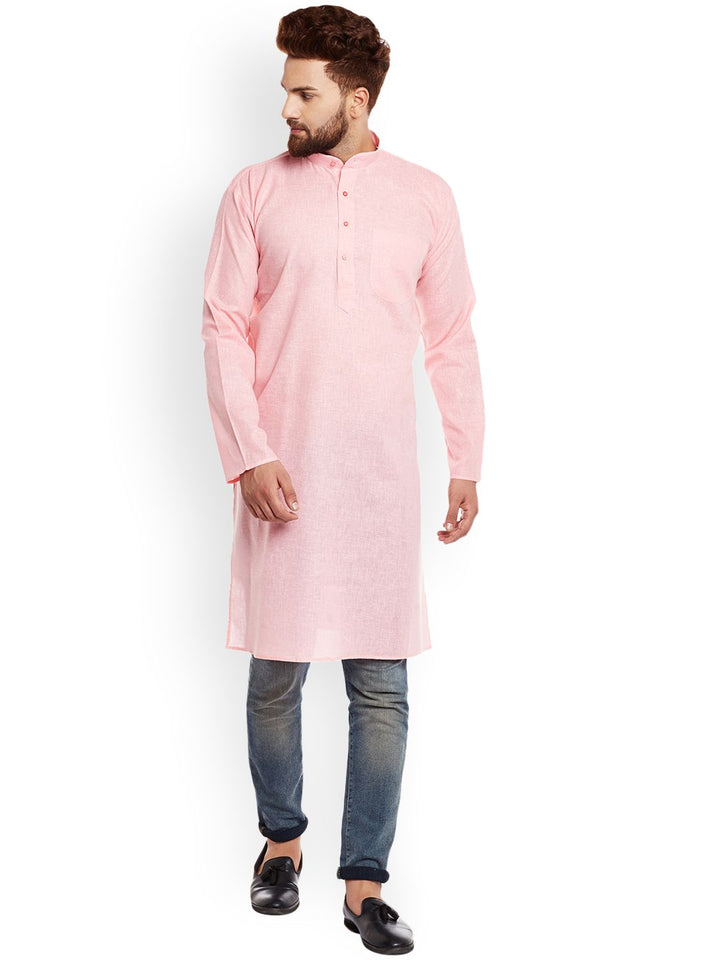 SOJANYA Men Pink Solid Kurta Straight