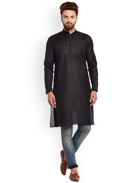SOJANYA Lelaki Hitam Solid Kurta Lurus
