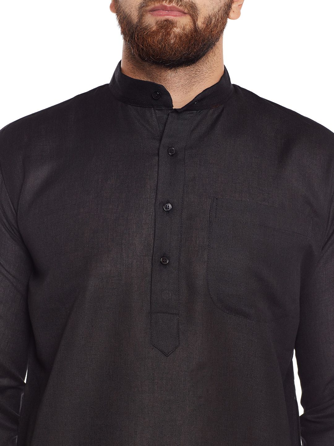 SOJANYA Lelaki Hitam Solid Kurta Lurus