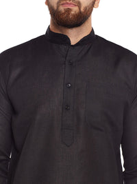 SOJANYA Lelaki Hitam Solid Kurta Lurus