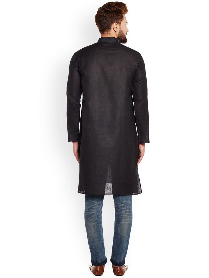 SOJANYA Lelaki Hitam Solid Kurta Lurus