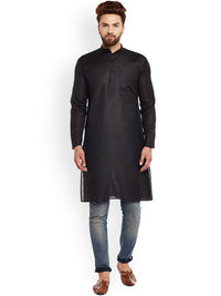 SOJANYA Lelaki Hitam Solid Kurta Lurus