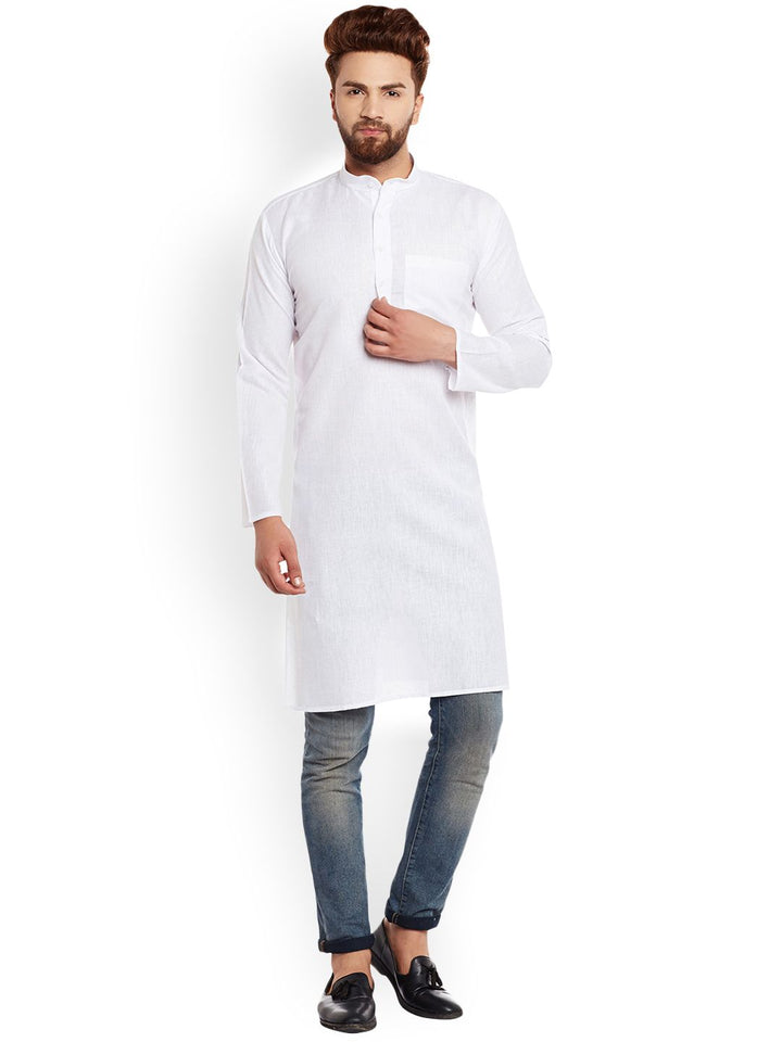 SOJANYA Lelaki Putih Solid Kurta Lurus