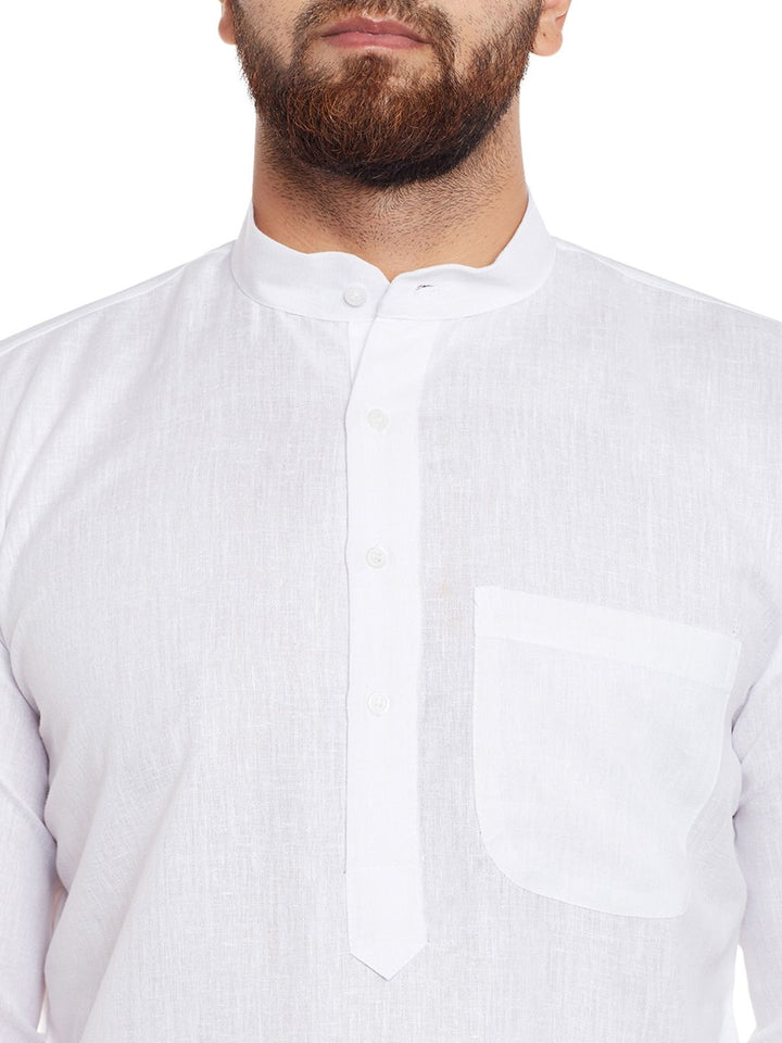 SOJANYA Lelaki Putih Solid Kurta Lurus