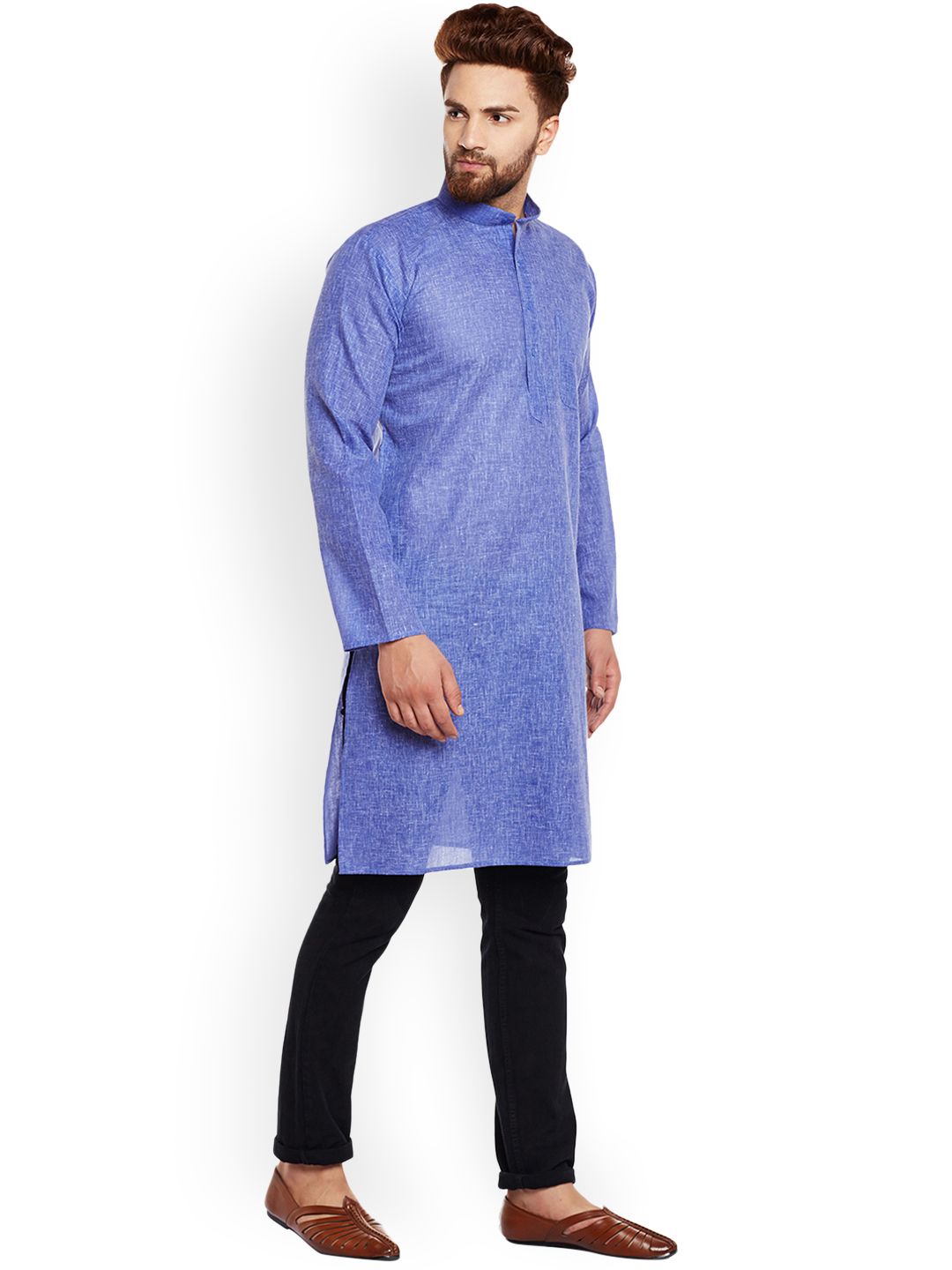 SOJANYA Lelaki Biru Solid Kurta Lurus