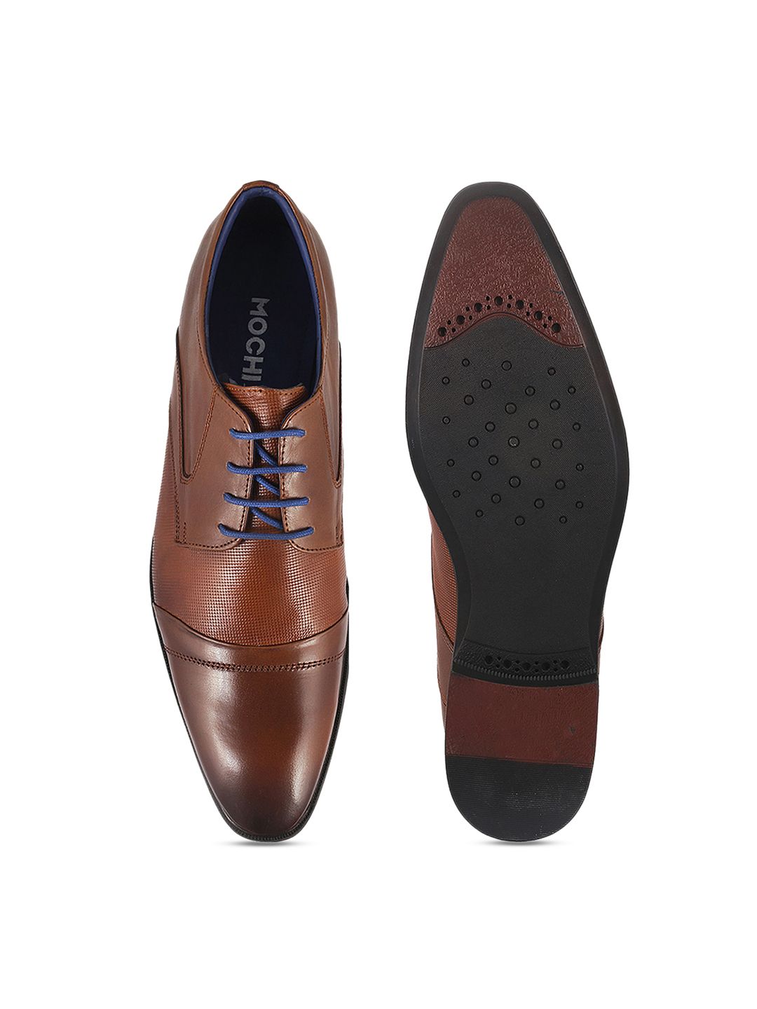 Mochi Men Tan Brown Leather Brogues