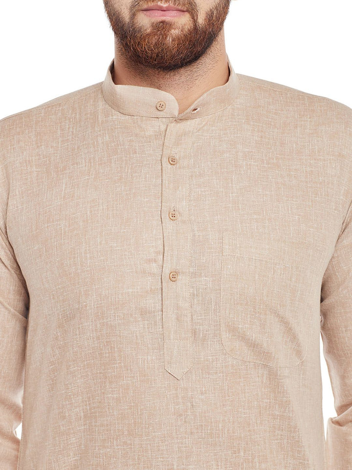 SOJANYA Men Beige Solid Straight Kurta