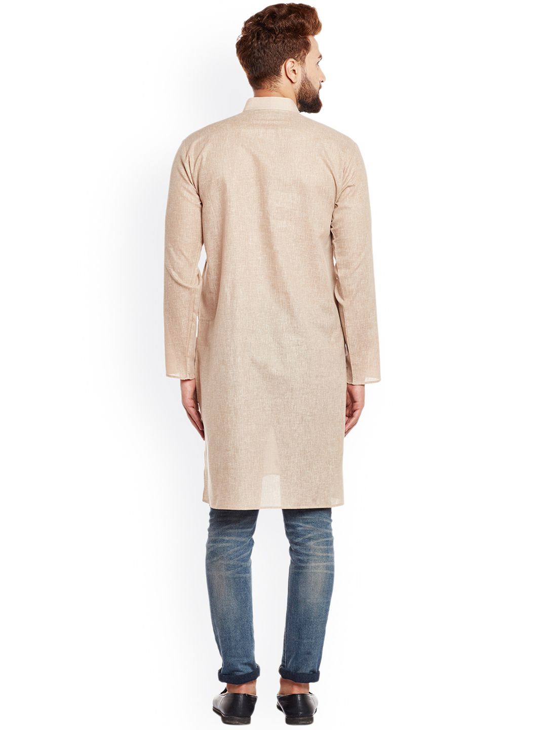 SOJANYA Men Beige Solid Straight Kurta