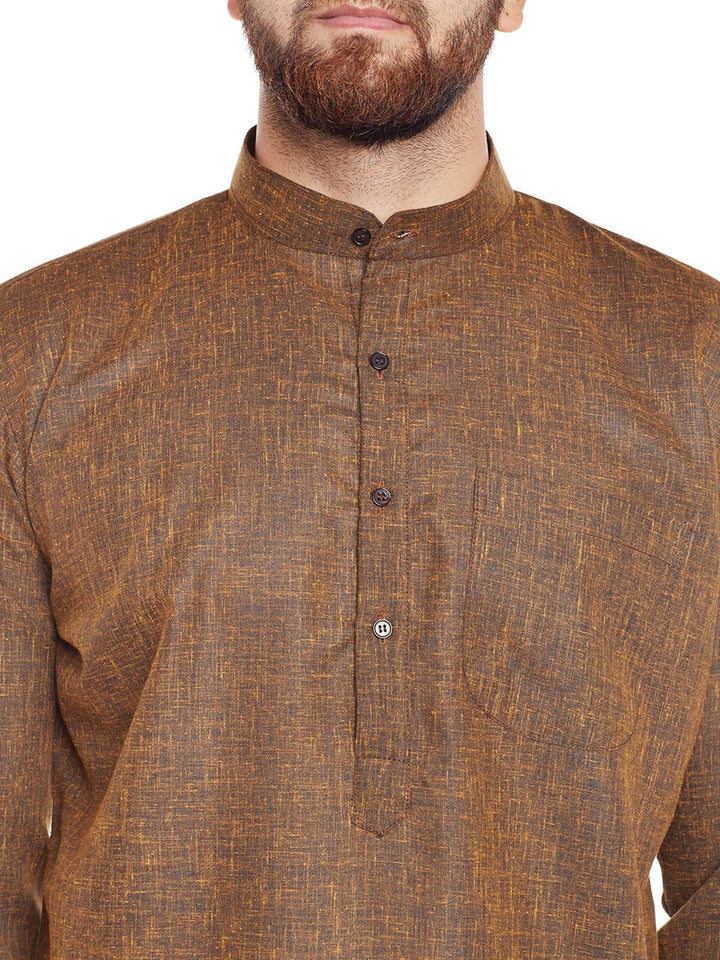 SOJANYA Lelaki Brown Solid Kurta Lurus