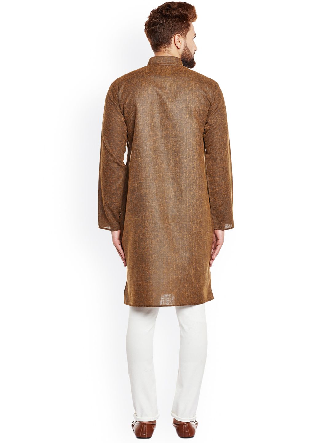 SOJANYA Lelaki Brown Solid Kurta Lurus