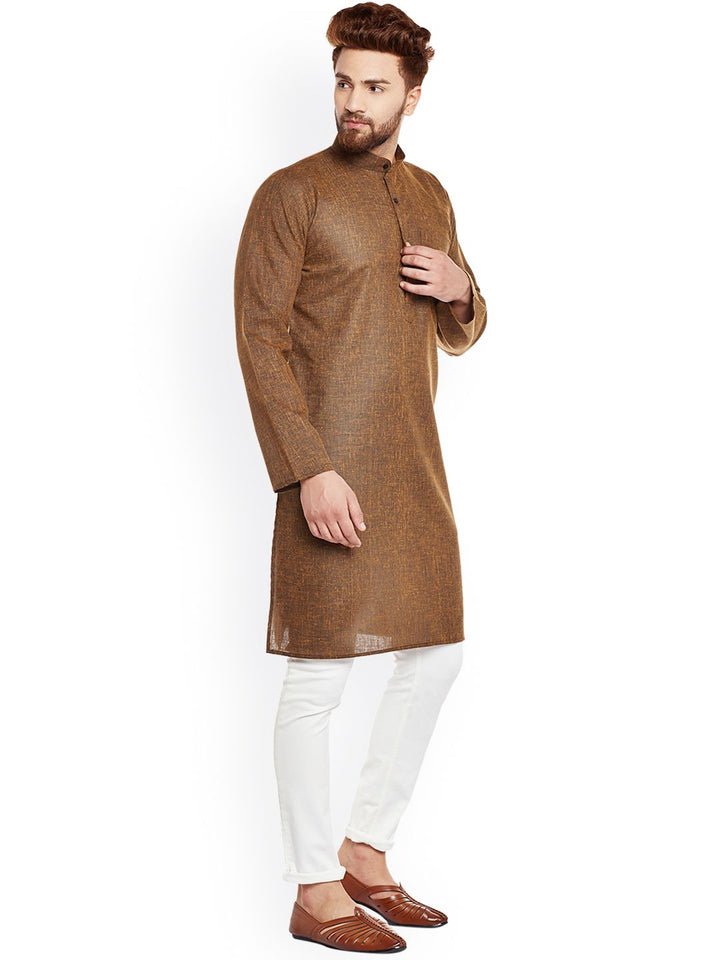 SOJANYA Lelaki Brown Solid Kurta Lurus