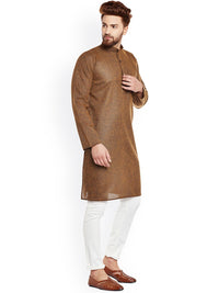 SOJANYA Lelaki Brown Solid Kurta Lurus